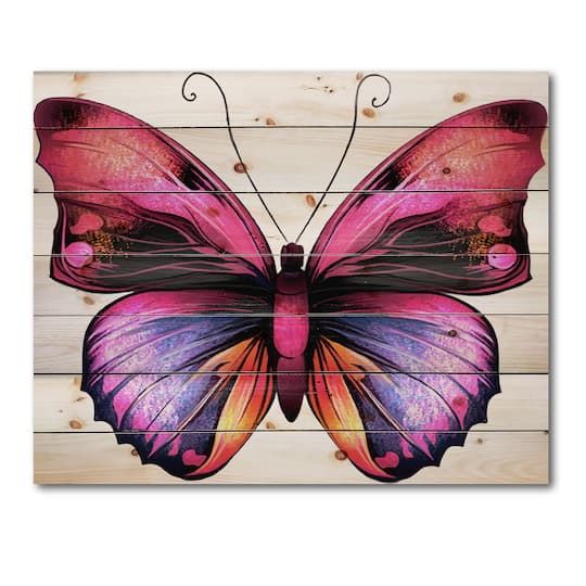 Designart - Bright Pink Butterfly Portrait
